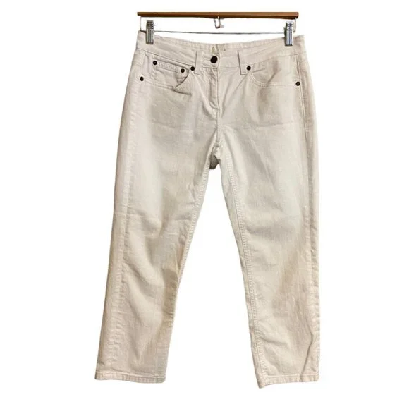 Boden Women Cropped White Jean 6P Solid Summer Denim Luxe Stretch Casual Preppy - Picture 2 of 13